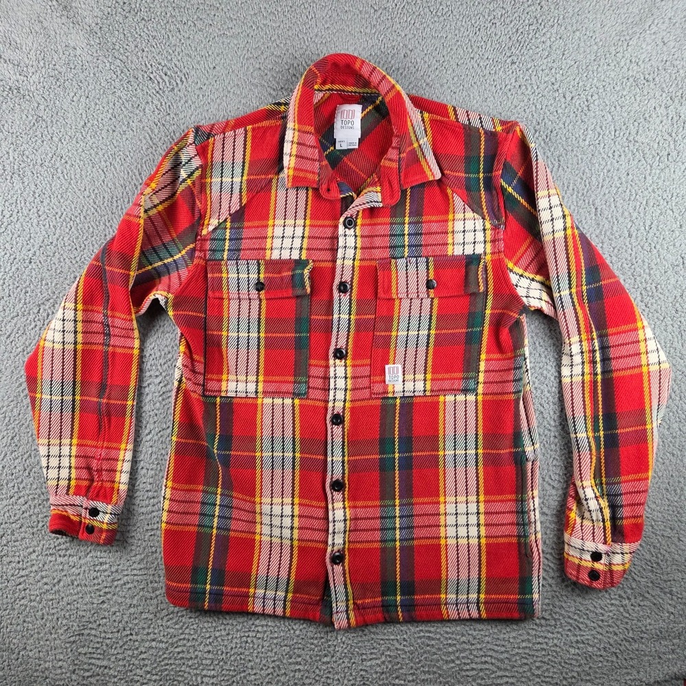 Topo Designs Red Plaid Casual Button Down Shirt